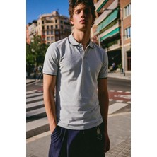 Comstar Erkek Düğmeli Fashion Gri Polo Yaka Tişört