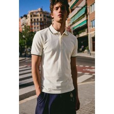 Comstar Erkek Düğmeli Fashion Beyaz Polo Yaka Tişört