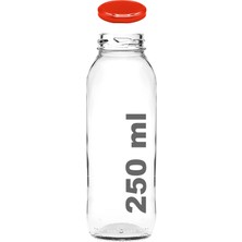 Afracam 250 ml Şeffaf Hale Cam Şişe, Altın Metal Kapak Meyve Suyu Şişesi, 250 Cc, Yerli Üretim, 1 Adet