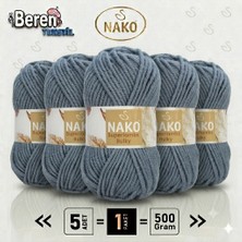 Nako Süperlambs Bulky- 6705 Denim- 5'li Paket - 100GR/100M - El Örgü Ipi - Hırka, Kazak, Şal, Bere, Atkı Ipi