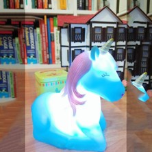 Roichil® Dekoratif Unicorn Renk Değiştiren Pilli LED Gece Lambası (Mavi)