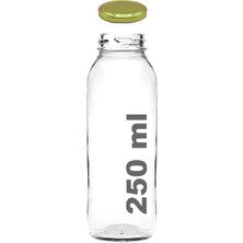 Afracam 250 ml Şeffaf Hale Cam Şişe, Altın Metal Kapak Meyve Suyu Şişesi, 250 Cc, Yerli Üretim, 1 Adet