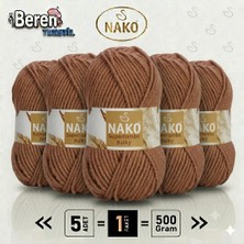 Nako Süperlambs Bulky- 14515 Marsala- 5'li Paket - 100GR/100M - El Örgü Ipi - Hırka, Kazak, Şal, Bere, Atkı Ipi