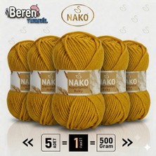 Nako Süperlambs Bulky- 14516 Hardal- 5'li Paket - 100GR/100M - El Örgü Ipi - Hırka, Kazak, Şal, Bere, Atkı Ipi