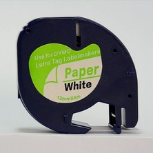 PrintPen Dymo Lt Letratag Beyaz Etikete Siyah Kağıt Şerit 91200 12mmx4m Uyumlu Modeller İçin