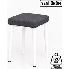 Edmonda Ev Aksesuar Kare Tekli Puf Takımı Tabure Bench Makyaj Sandalyesi Beyaz Ayak