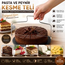 Als Paslanmaz Çelik Pasta ve Peynir Kesme Teli | Profesyonel Tel Kesici | Cheesecake Yaş Pasta Peynir Dilimleme Aparatı