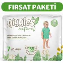 Giggles Natural Jumbo 7 Numara Pamuklu Bebek Bezi 156 Adet