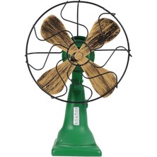 Nealdin Retro Nostaljik Fan Figür Dekor – Siyah Yeşil Reçine Ev & Kafe Dekorasyonu (17×10×25 Cm)