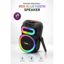 Kensa Taşınabilir Mikrofonlu 25W LED Işıklı Bluetooth Hoparlör Seti