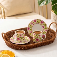 Porsima 0784 12 Parça Porselen Türk Kahve Fincan Takımı - Çiçek Desenli Kahve Fincan Seti - 90ML