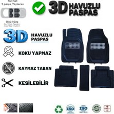 Nissan Qashqai Tekna 2021 Uyumlu 3 cm Havuzlu 5 Parça Set 3D Paspas Takımı Siyah - Gri