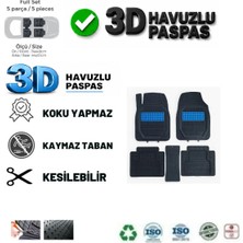 Nissan Qashqai Tekna 2015 Uyumlu 3 cm Havuzlu 5 Parça Set 3D Paspas Takımı Siyah - Mavi