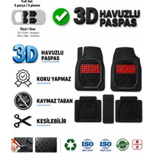 Nissan Qashqai 2022 Uyumlu 3 cm Havuzlu 5 Parça Set 3D Paspas Takımı Siyah - Kırmızı
