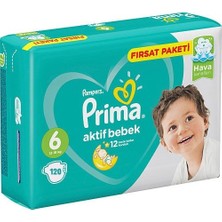 Prima Aktif Bebek 6 Beden Bantlı Bez 120'li 13-18 kg İçin Ekstra Yumuşak Konfor