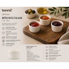 Bonnami Bonna Optiva Rölyefli Kase 7 cm 75 cc - Şık Porselen Sosluk ve Reçellik Kase