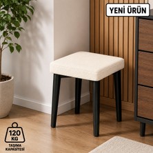 Edmonda Ev Aksesuar Kare Tekli Puf Takımı Tabure Bench Makyaj Sandalyesi Siyah Ayak