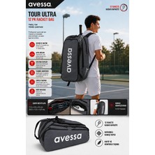 Avessa TNSÇ-100 Tour Ultra 12PK - Gri Renk - Raket Çantası - Geniş Iç Hacim - Dayanıklı Fermuar - %100 Polyester