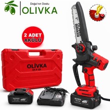 Olivka Olv-65 Akülü Testere 2 Adet 4 Ah Akülü + Yedek Zincir ( Otomatik Yağlama ve Digital Göstergeli)