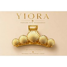 Yiora Premium Seri Deniz Kabuklu Metal Parlak Gold/altın Renk Büyük Boy Kaydırmaz Mandal Toka (11-12 Cm)