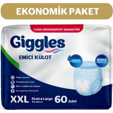 Giggles Yetişkin Emici Külot Bez Xxlarge Bel Ölçüsü 170+CM Islaklık Göstergeli 30'lu 2 Paket 60 Adet
