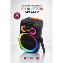Kensa Taşınabilir Mikrofonlu 50W LED Işıklı Bluetooth Hoparlör Seti