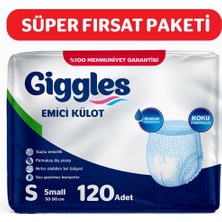 Giggles Yetişkin Emici Külot Bez Small Bel Ölçüsü 50-90CM Islaklık Göstergeli 30'lu 4 Paket 120 Adet