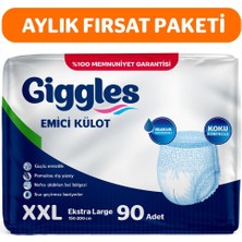 Giggles Yetişkin Emici Külot Bez Xxlarge Bel Ölçüsü 170+CM Islaklık Göstergeli 30'lu 3 Paket 90 Adet
