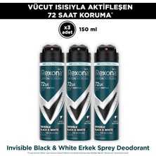 Rexona Men Erkek Sprey Deodorant Invisible Black & White 150 ml x3