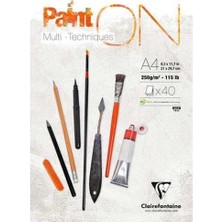 Clairefontaine Paint On Dikişli 250gr 40yp A4 Çok Amaçlı Çizim Bl
