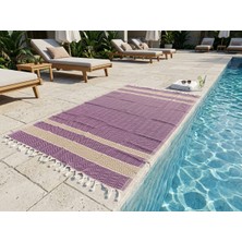 LUDIA Dekoratif Balıksırtı Desenli %100 Pamuklu Peştemal Havlu (180x98 cm)