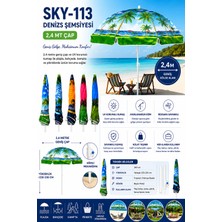 Avessa SKY-113 Deniz Şemsiyesi 2,4 mt Çap - Plaj Şemsiyesi - Balkon Şemsiyesi - Rüzgara Dayanıklı Yapı