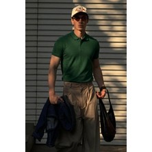 Comstar Erkek Klasik Slim Fit Yeşil Polo Yaka Tişört