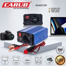 Carub Oto Invertör 12V'DEN 220V'A Dönüştürücü 500 Watt - Kamp ve Karavan Tipi