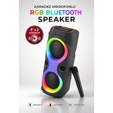 Kensa Taşınabilir Mikrofonlu 20W LED Işıklı Bluetooth Karaoke Hoparlör Seti