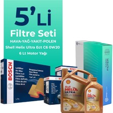 Bosch Volvo S90 2.0 Dizel D4 Filtre Bakım Seti Shell Motor Yağlı (2016-2018) 5 Li
