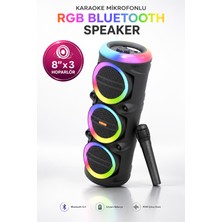 Kensa Taşınabilir Mikrofonlu 90W LED Işıklı Bluetooth Karaoke Hoparlör Seti