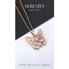Serenity Kelebek Figürlü Çelik KOLYE03