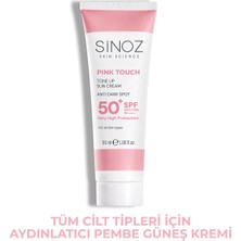 Sinoz Pink Touch SPF50+ Aydınlatıcı Pembe Yüz Güneş Kremi PA++++ Tüm Ciltler için 50ml