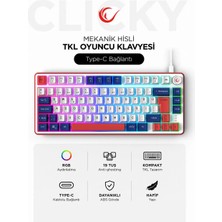 Rampage Clicky 75 Beyaz/lacivert/kırmızı Mekanik Hisli Rgb Q Membrane Oyuncu Klavyesi