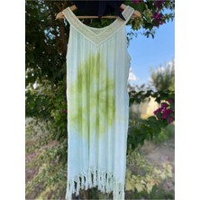 Bohemania Kadın Mint Batik Desen Kloş Plaj Elbisesi