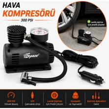Space 300 PSI 12V Çakmaklık Girişli Araç Hava Kompresörü Lastik Şişirme Pompası / HAKO35