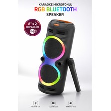Kensa Taşınabilir Mikrofonlu 60W LED Işıklı Bluetooth Karaoke Hoparlör Seti