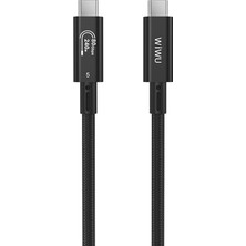 Wiwu WI-C102 Type-C To Type-C Thunderbolt 5 Kablo 16K Ultra Hd 240W 180CM Siyah