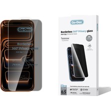 Go-Des iPhone 17 Pro Max Uyumlu Go Des Borderless Privacy Hayalet Temperli Cam Ekran Koruyucu Siyah