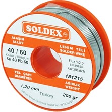 Soldex 40-60 Lehim Teli 200 gr 1.2 mm  Sn:40 / Pb:60 Kalınlıkta Yüksek Kalite Korozyona Dayanıklı