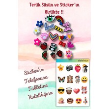 Birikiyedi 20'li Set Jibbitz Terlik Süsü Çiçek,kalp,yes,göz,çilek,kedi..