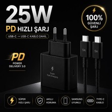 Exonix 25W (Watt) Samsung Uyumlu Süper Hızlı Şarj Uyumlu Başlık | Type-C To Type-C Kablo Set Siyah A Serisi ve S Serisi Bütün Modellerleuyumludur
