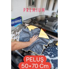 Evima 480 Gsm Mikrofiber Oto Kurulama Bezi 50X70 cm Çift Taraflı Peluş Süper Emici