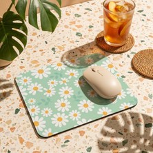 Tabloe Papatya Desenli Kaydırmaz Mouse Pad - 23X19 cm - Kaydırmaz Tabanlı Kaliteli Mousepad